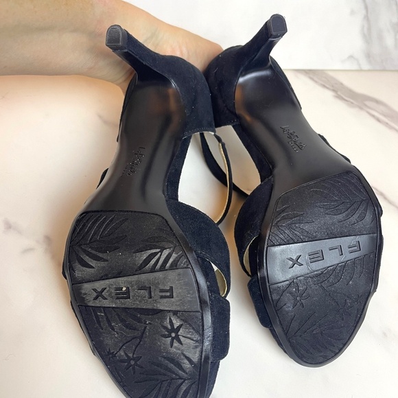 New Life Stride Mega Open Toe Dress Sandal Black Suede 6.5 - Picture 6 of 6